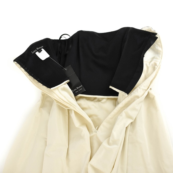 LIDA BADAY: Black/Cream, Silk Formal Dress - Picture 4 of 8
